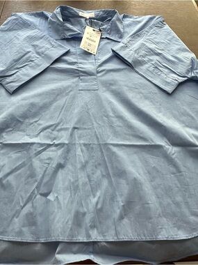 Zara Light Blue Short-Sleeve Shirt